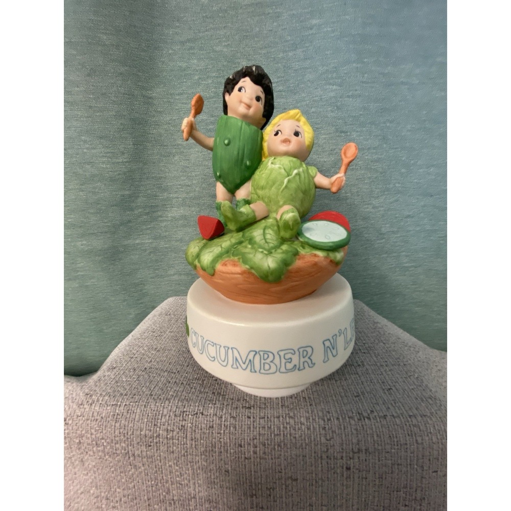 Nature's Children Musical Corky Cucumber And Letty Lettuce Vintage Towle Co.